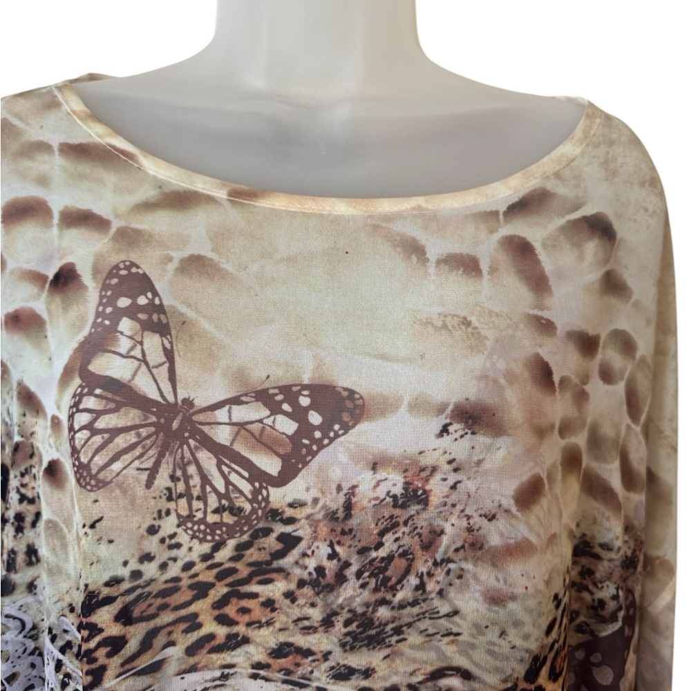 GORGEOUS Leopard/Butterfly Print Women's Top 2X #U - Picture 2 of 4